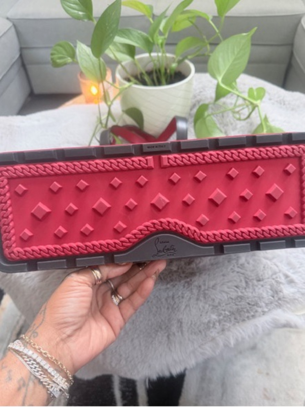 Christian Louboutin Kabiker Tote Bag Grain Calf Leather Black and Red - Picture 6 of 10